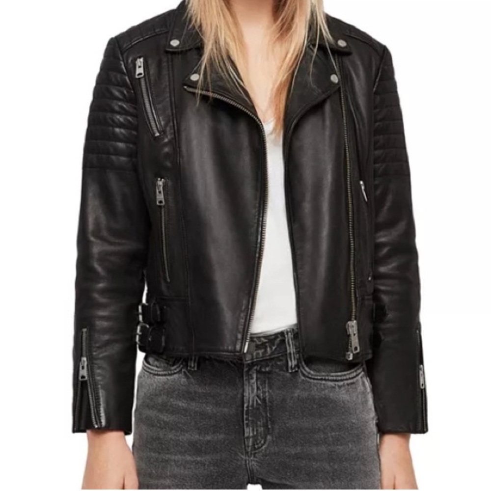 All Saints Papin Leather Biker Moto Jacket - 2